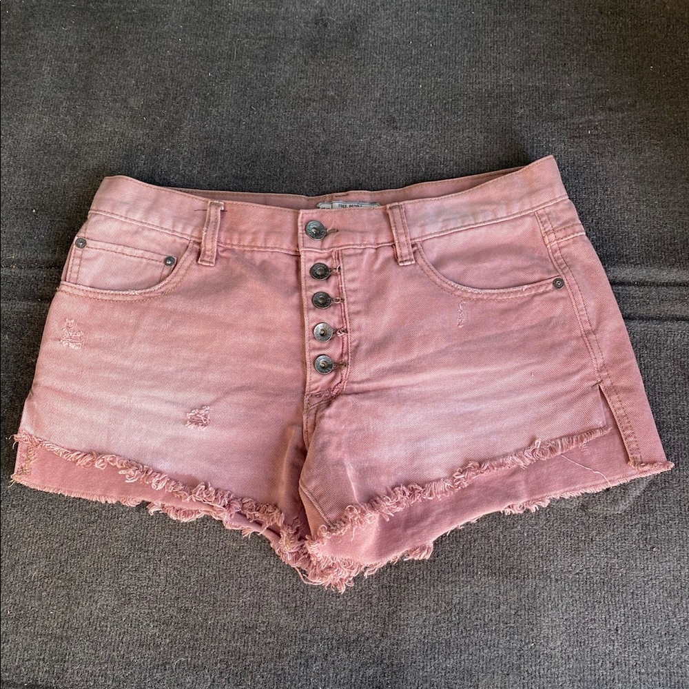 FREE PEOPLE RUNAWAY SLOUCH Mauve Denim Shorts 27 - Picture 4 of 10